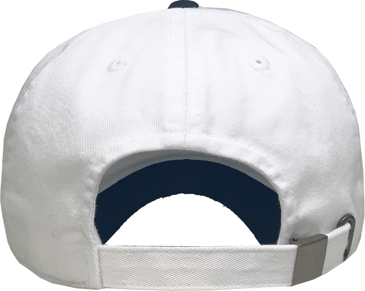 White Black Two Tone Distressed Vintage Baseball Cap Back View
